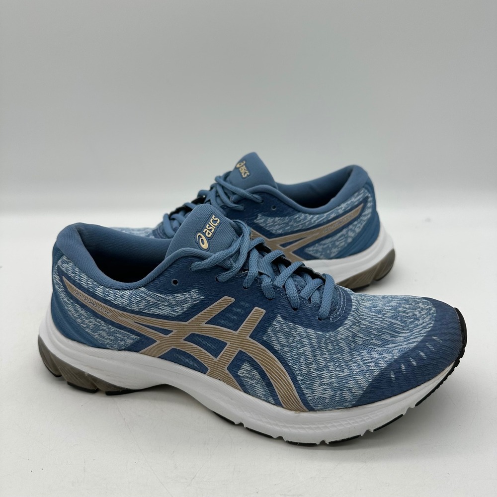 ASICS 1012A572 Women's 8.5 GEL-Kumo Lyte MX Sheet Rock Gold Blue Running Shoes